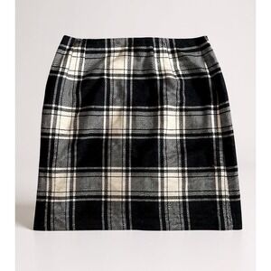 TALBOTS Women's 6 Wool Viscose‎ Blend Pencil Skirt Plaid Black White Preppy